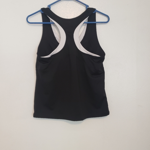 Nike Black Crop Built-in Bra Workout Racerback Tank Top - Picture 2 of 7